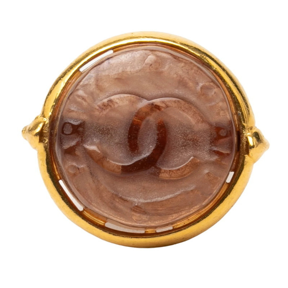 CHANEL Vintage Brown Logo Ring